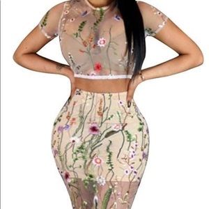 two piece  skirt set with attached underline